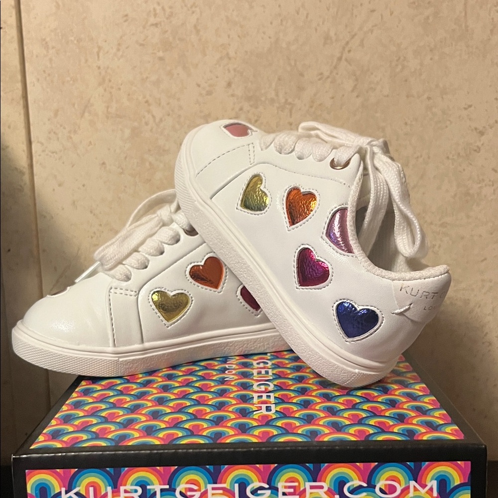 Kurt Geiger White Sneakers with Multicolor Heart Details